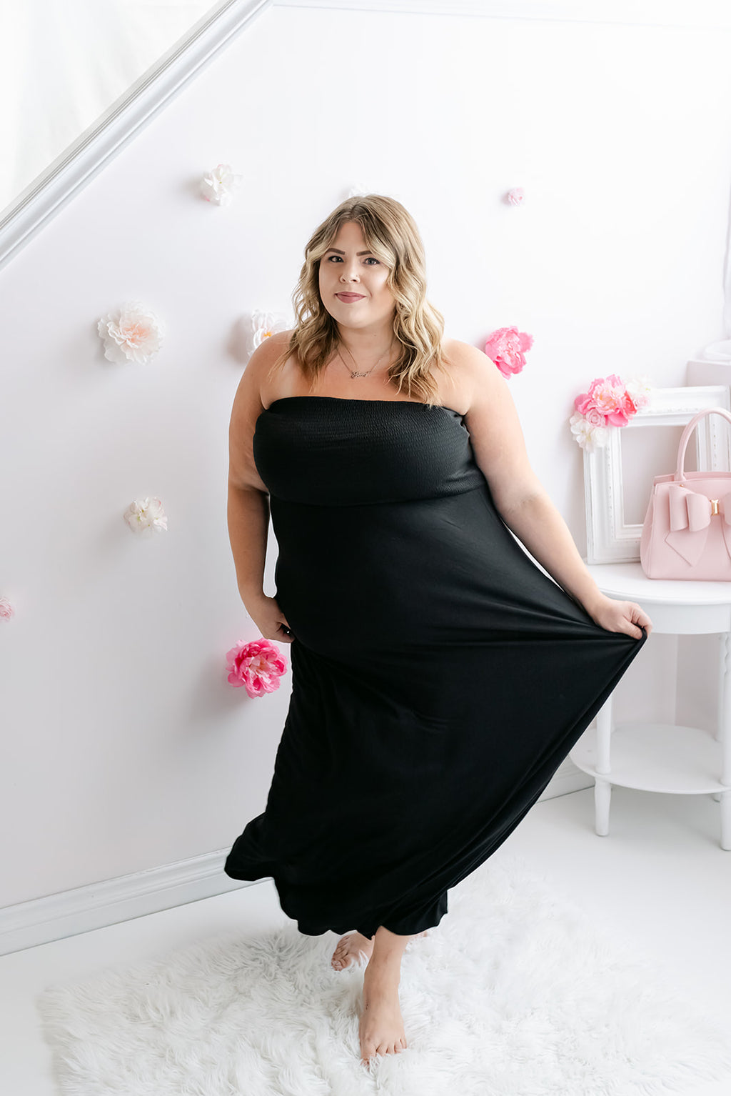 Curvy Strapless Smocked Maxi Dress - MNR Beauty Boutique