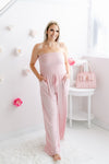 Smocked Strapless Jumpsuit | Dusty Pink