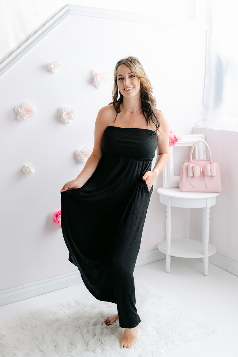 Strapless Smocked Maxi Dress