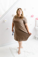 Curvy Tee Shirt Dress | Mocha - MNR Beauty Boutique