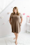 Curvy Tee Shirt Dress | Mocha - MNR Beauty Boutique