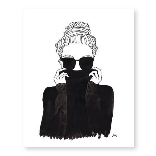 Black Turtleneck Woman Art Print - MNR Beauty Boutique