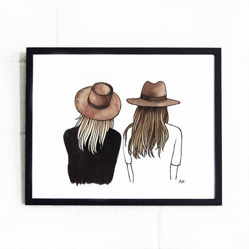 Two Hat Women Art Print - MNR Beauty Boutique