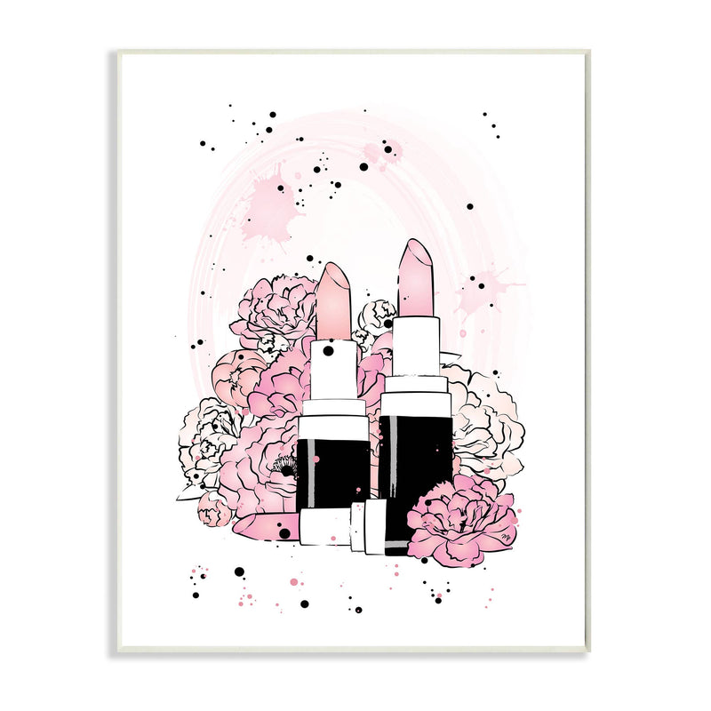 Pink Peony Florals Glam Lipstick Cosmetic