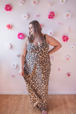Curvy V-neck Cami Maxi Dress | Large Cheetah Print
