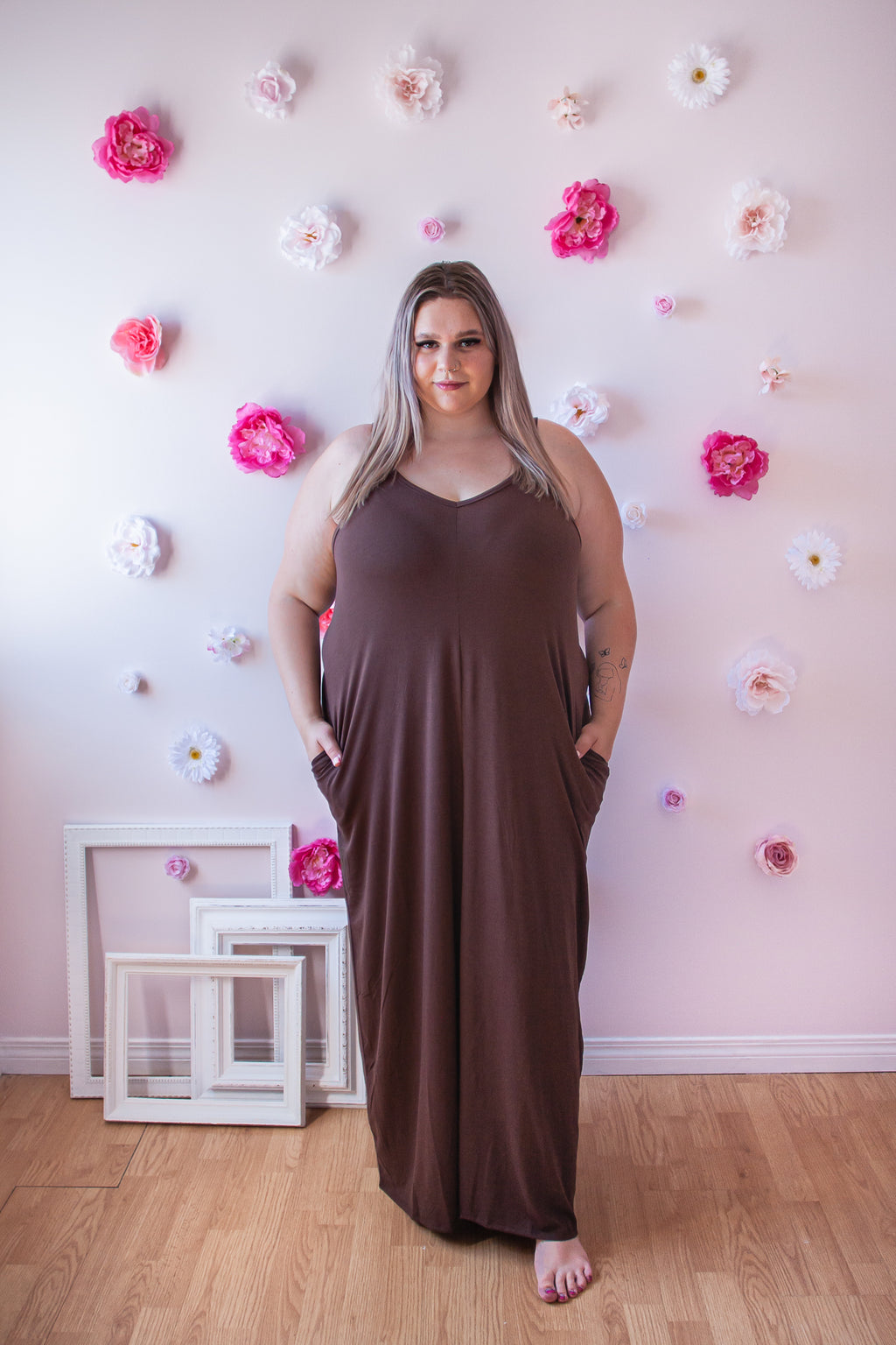 Curvy Cami V-neck Maxi Dress | Americano - MNR Beauty Boutique