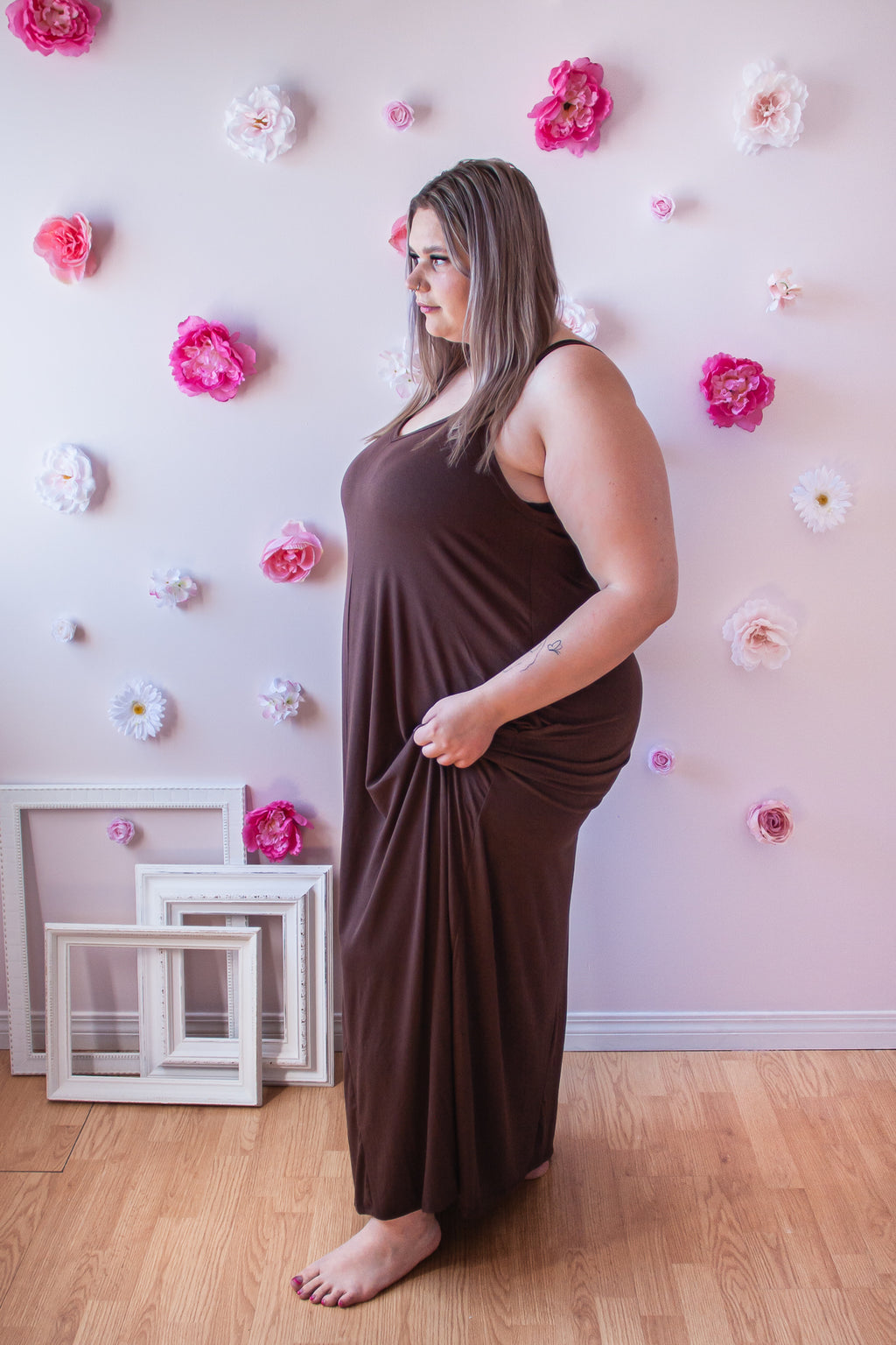 Curvy Cami V-neck Maxi Dress | Americano - MNR Beauty Boutique