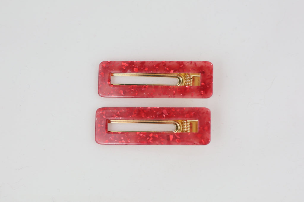 Red Flake Hair Clip Duo - MNR Beauty Boutique