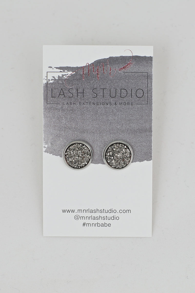 Dark Silver Stud Earrings - MNR Beauty Boutique