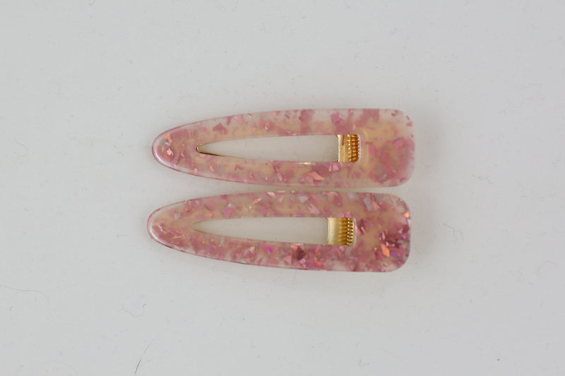 Pink Flake Hair Clip Duo - MNR Beauty Boutique