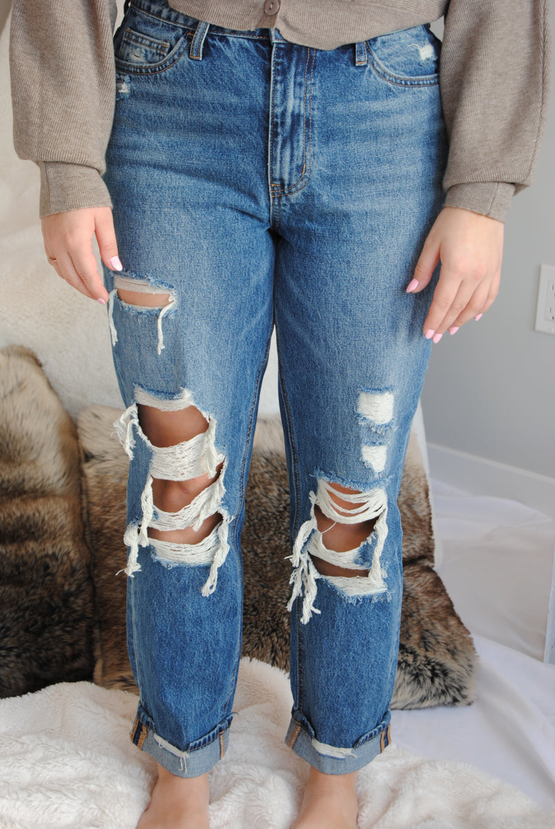 Emma Distressed Mom Jeans - MNR Beauty Boutique
