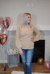 Square Neck Knit Sweater With Neck Band | Taupe