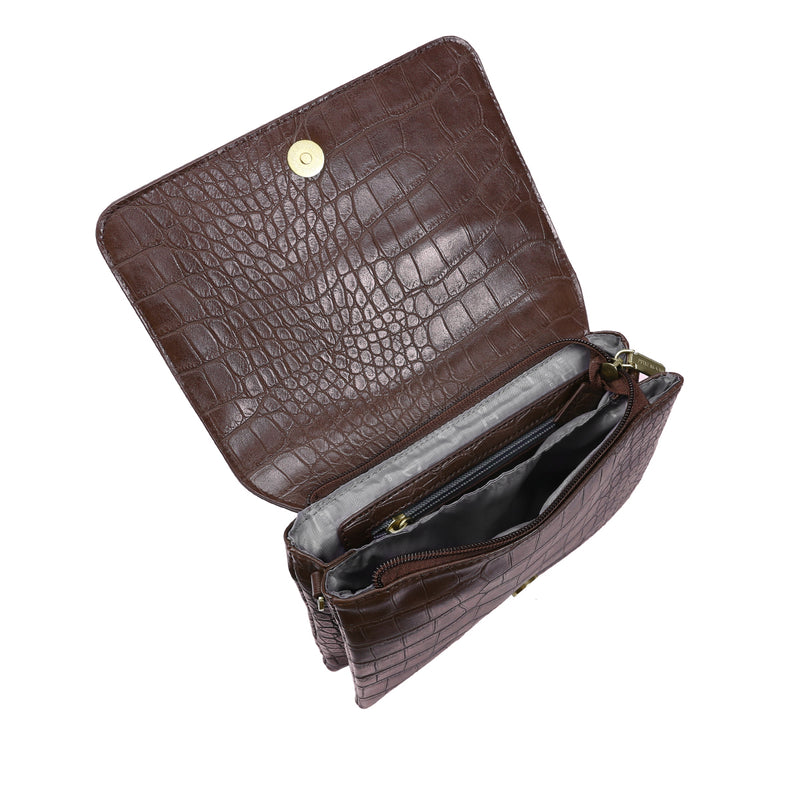 Gianna Crossbody In Brown Croco - MNR Beauty Boutique