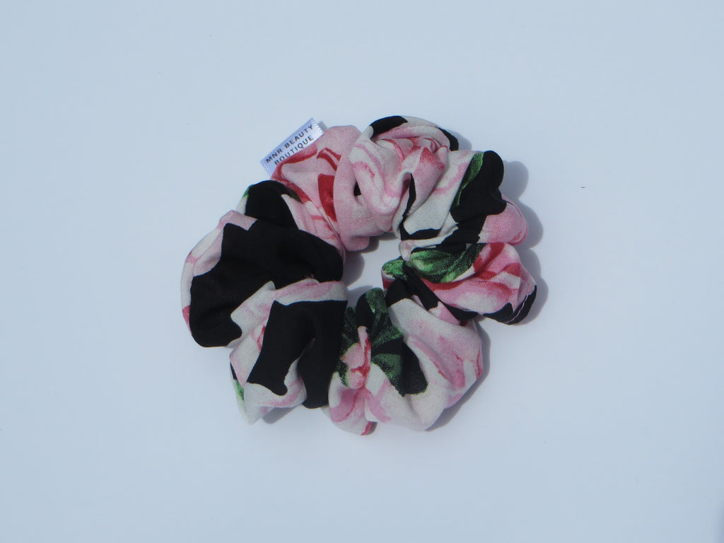 Black Floral Scrunchie - MNR Beauty Boutique
