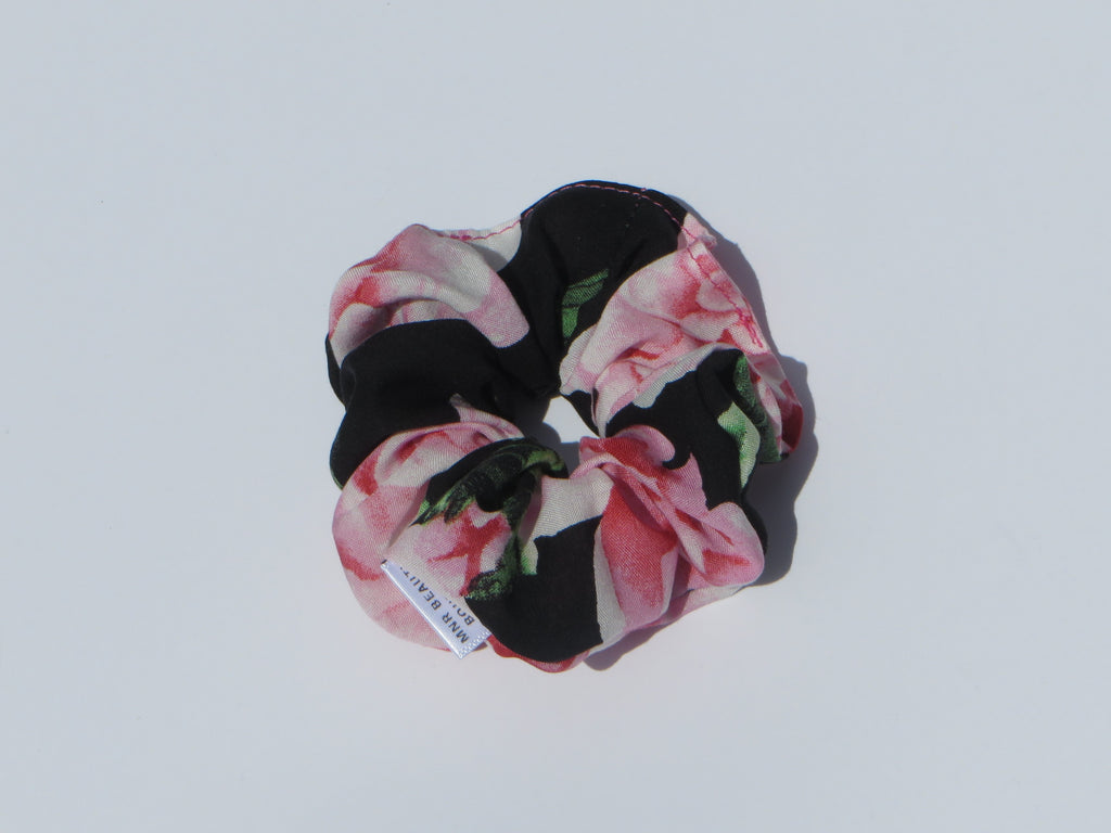 Black Floral Mini Scrunchie - MNR Beauty Boutique
