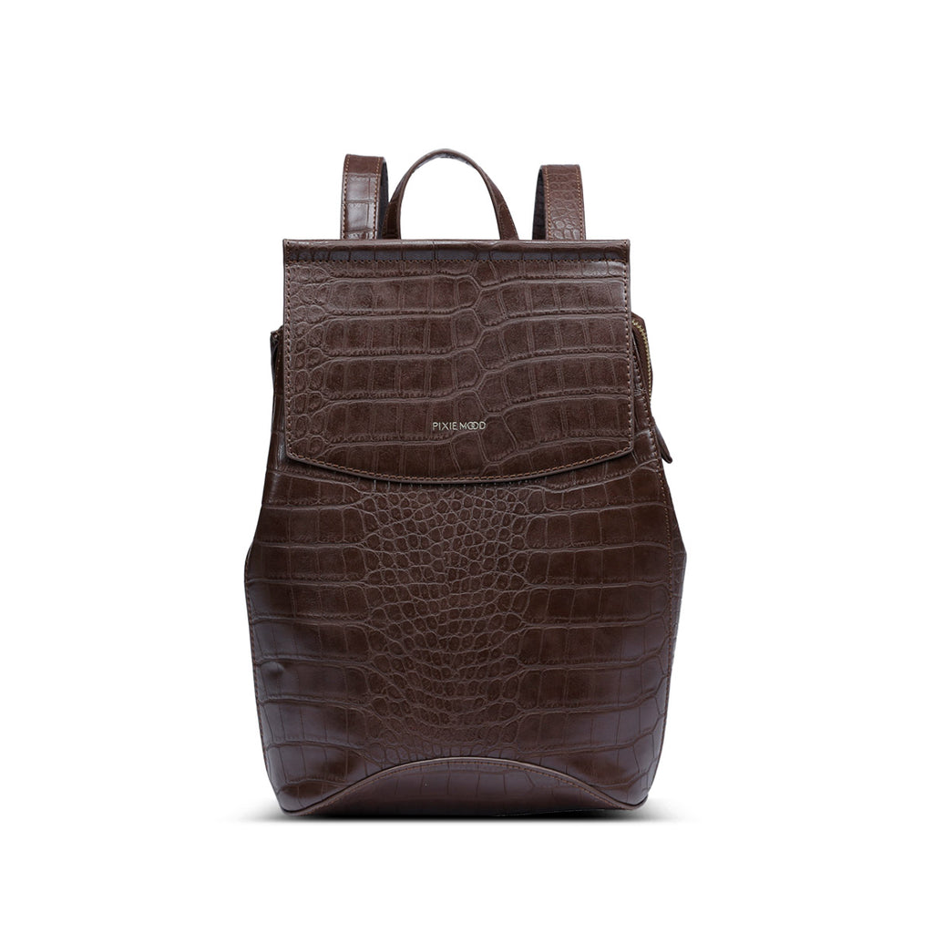 Kim Backpack In Brown Croco - MNR Beauty Boutique