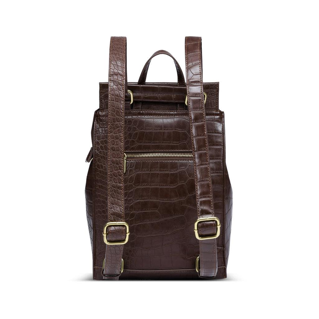 Kim Backpack In Brown Croco - MNR Beauty Boutique