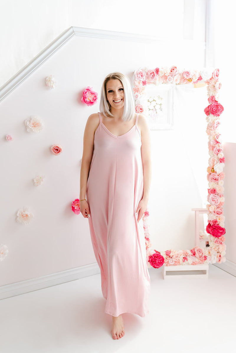 Cami V-neck Maxi Dress | Dusty Pink - MNR Beauty Boutique