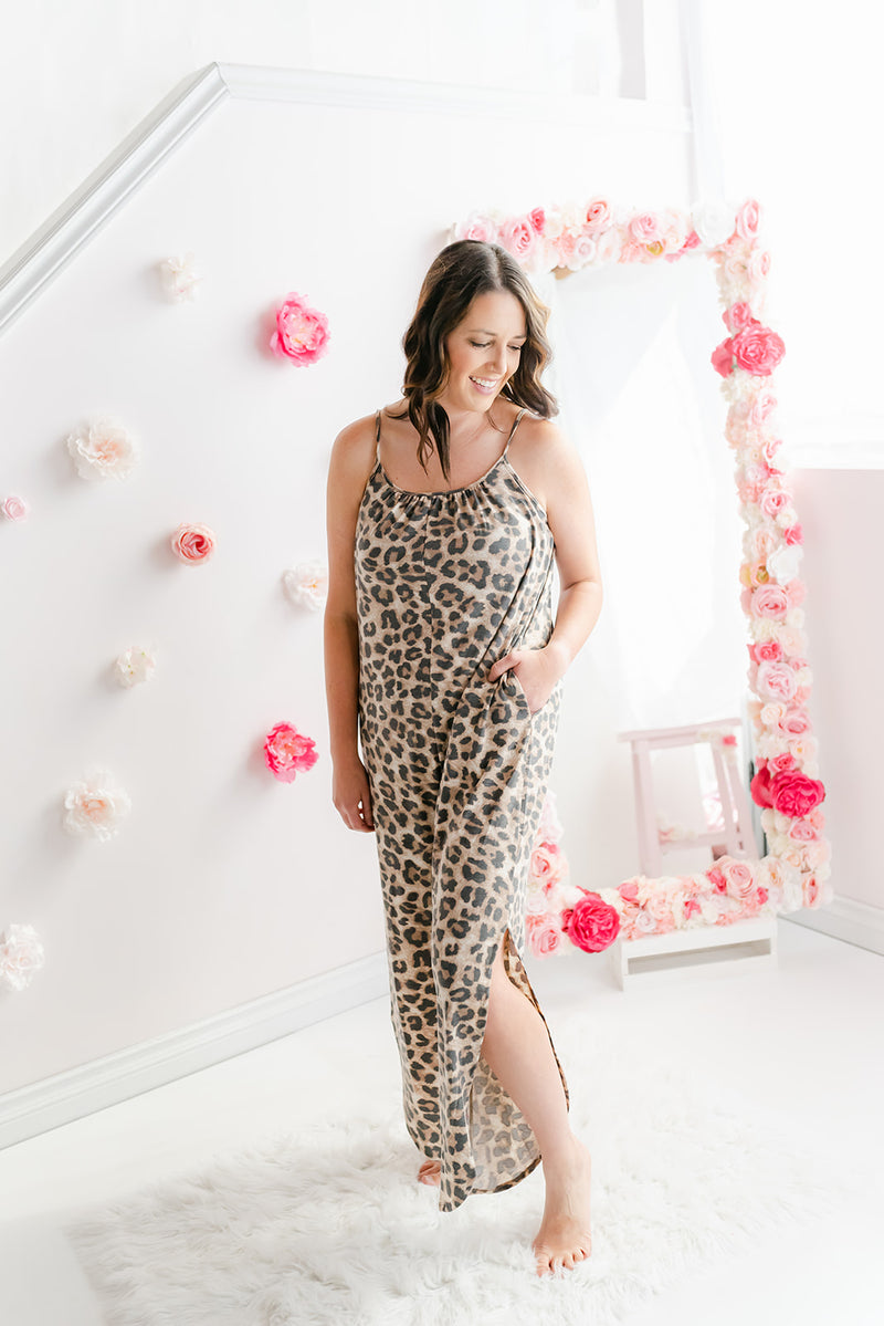 Side Slit Jumpsuit | Cheetah