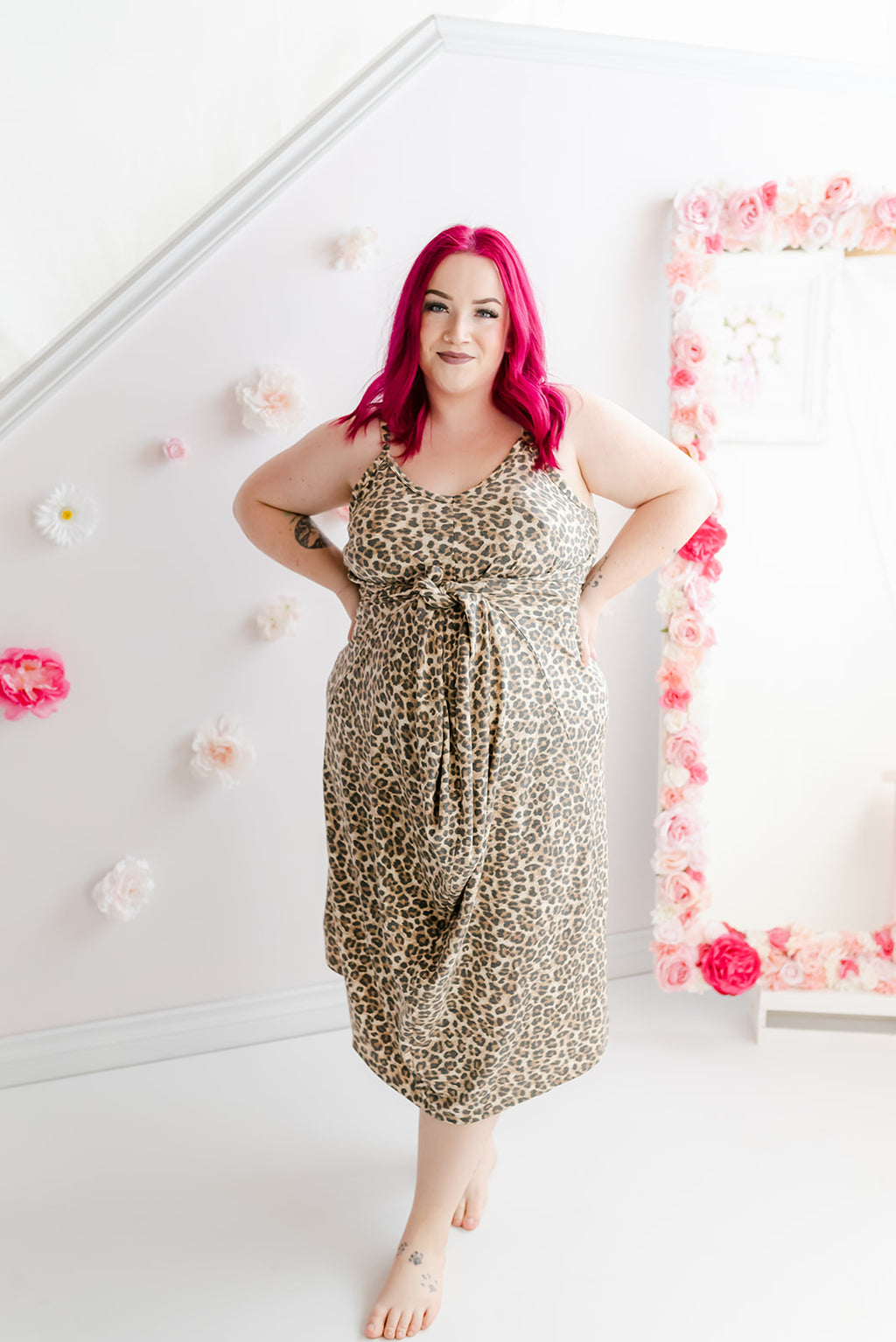 V-neck Cami Maxi Dress | Small Cheetah Print - MNR Beauty Boutique