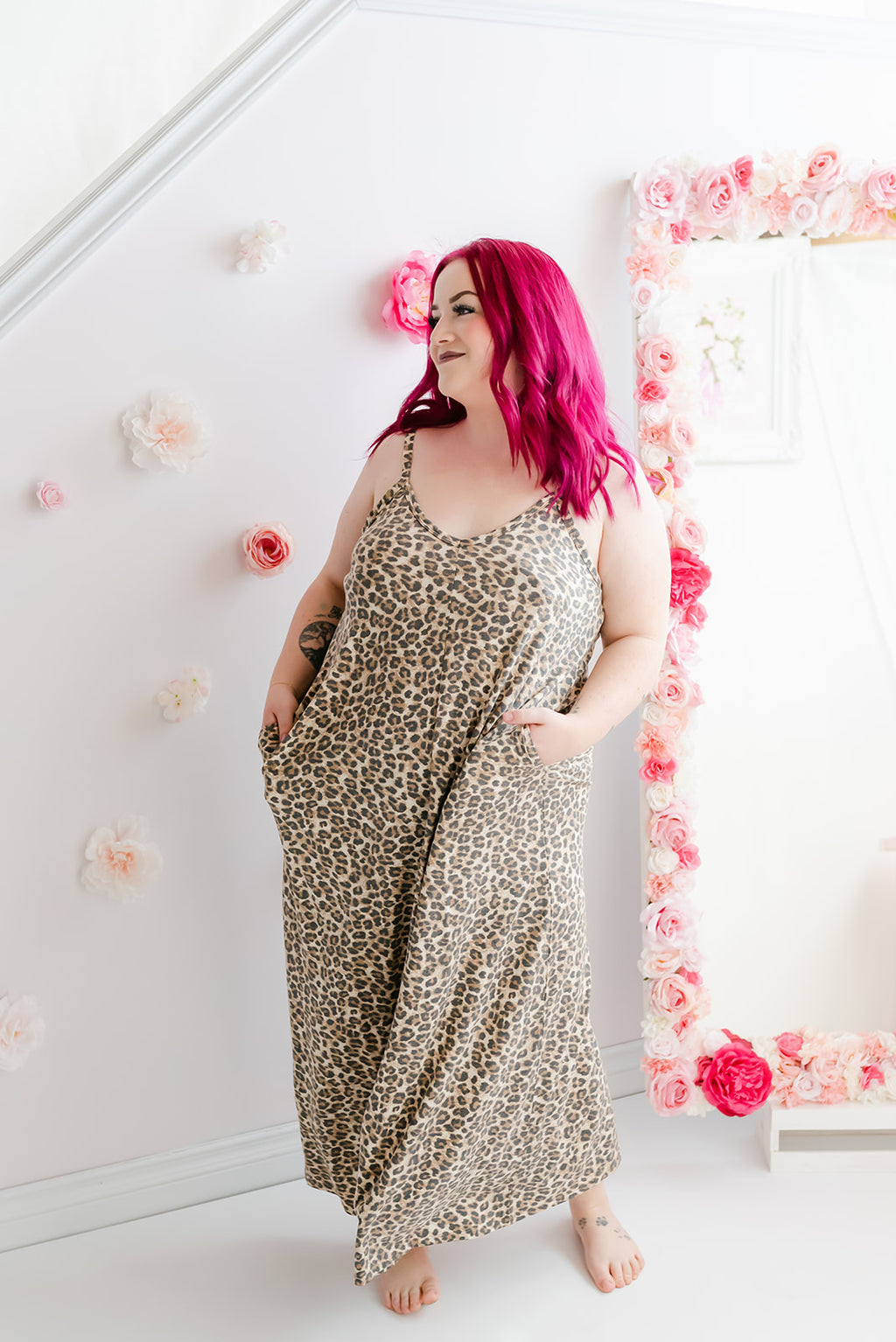 V-neck Cami Maxi Dress | Small Cheetah Print - MNR Beauty Boutique