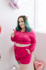 The Regina Cropped Sweater & Short Set | Hot Pink