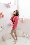 Cropped Drop Shoulder Hoodie | Rose