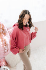 Cropped Drop Shoulder Hoodie | Rose