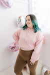 Cropped Drop Shoulder Hoodie | Dusty Pink