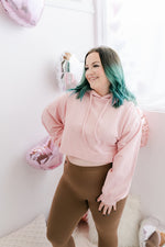 Cropped Drop Shoulder Hoodie | Dusty Pink