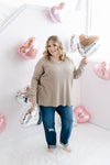 Curvy Ribbed V-Neck Sweater | Ash Mocha