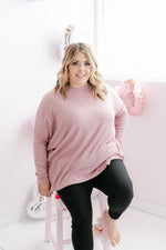 Curvy Ribbed Round Neck Sweater | Lt Rose
