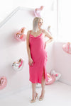 Satin Date Night Dress | Hot Pink