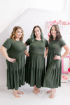 Curvy Tiered Dress | Army Green