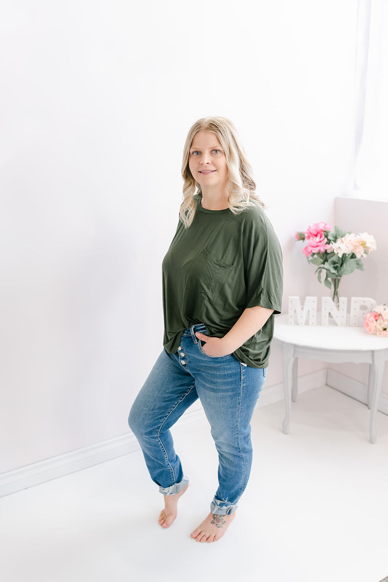 Oversized Front Pocket Shirt | Army Green