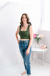 Square Neck Cropped Tank | Army Green