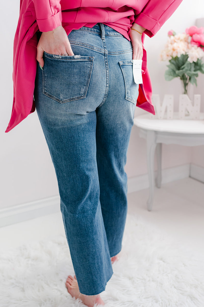 The Steph High Rise Distressed Ankle Straight Leg Jean