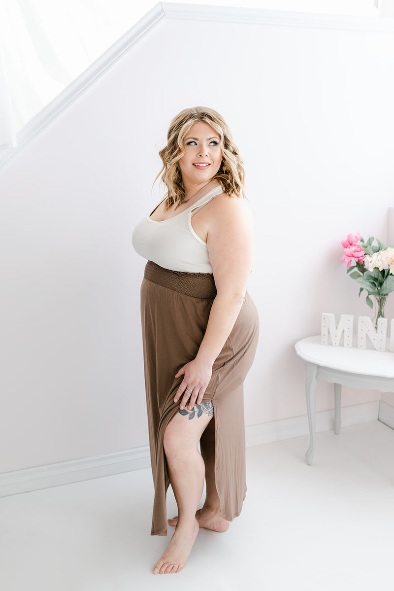 Smocked Cozy Skirt | Mocha