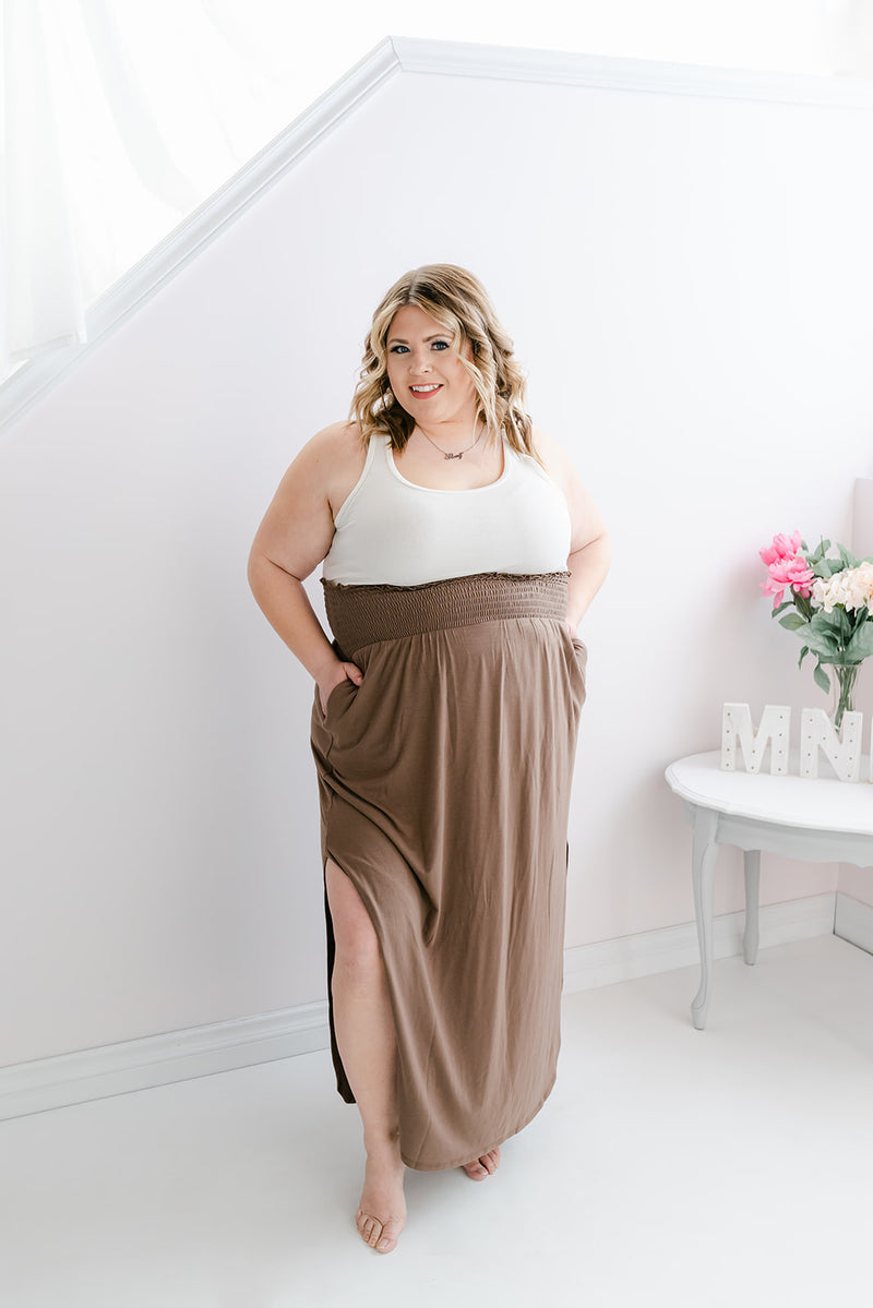Smocked Cozy Skirt | Mocha