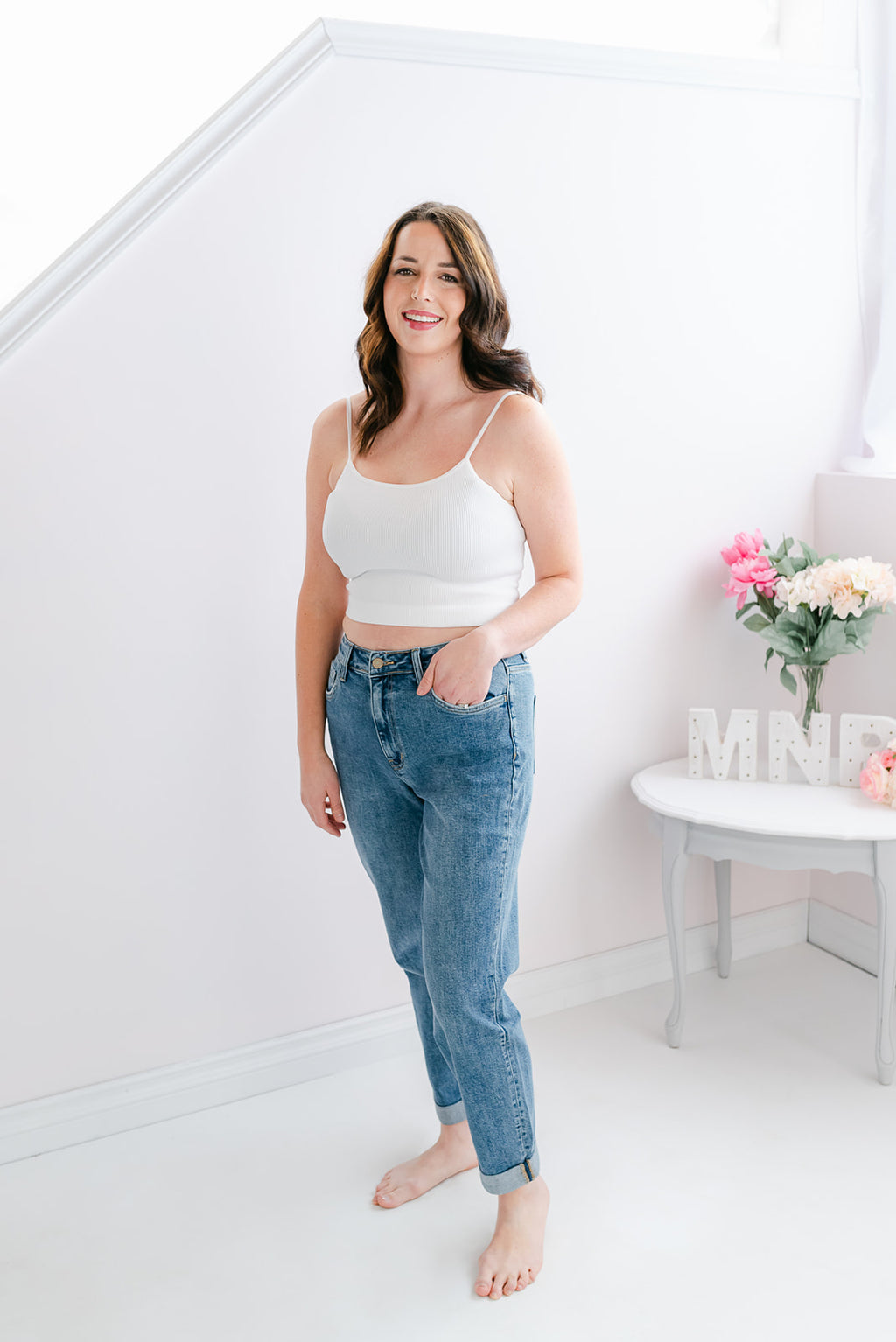 Classic Ribbed Cropped Tank | White - MNR Beauty Boutique