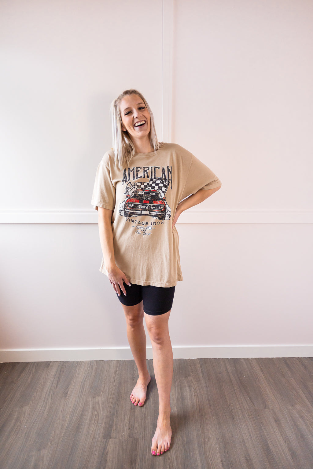 American Muscle Car Graphic Oversized Tee - MNR Beauty Boutique