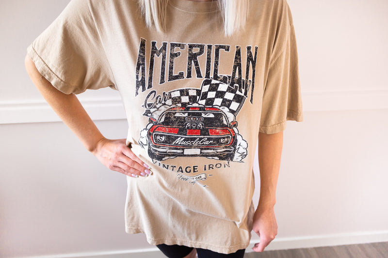 American Muscle Car Graphic Oversized Tee