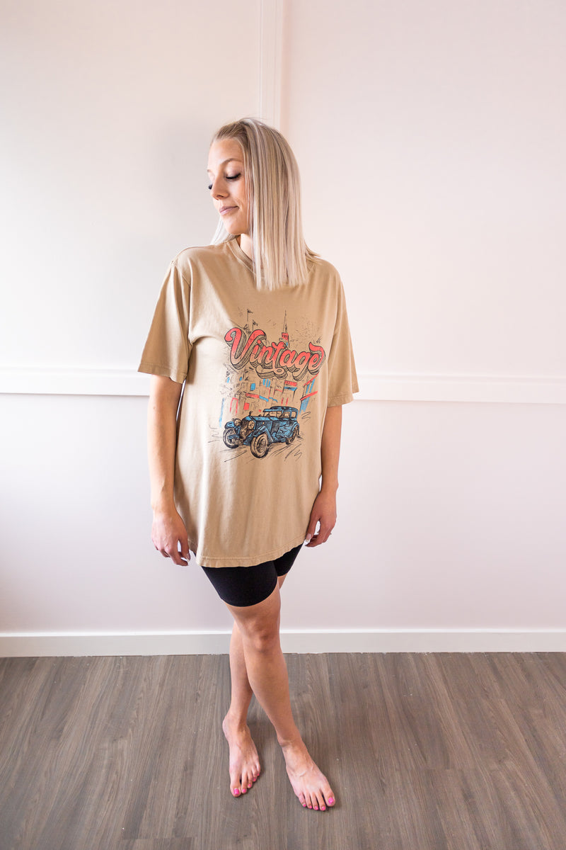 Vintage Car Graphic Oversized Tee