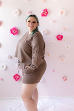The Curvy Fall Oversized Top & Shorts Set | Mocha - MNR Beauty Boutique