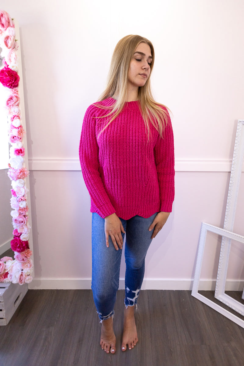Chunky Knit Sweater | Fuchsia