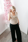Cowl Neck Shoulder Strap Sequin Cami Top