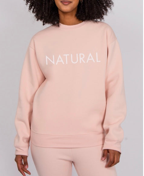 The "NATURAL" Classic Crew Neck Sweatshirt Peach Cream - MNR Beauty Boutique