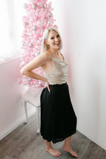 Cowl Neck Shoulder Strap Sequin Cami Top